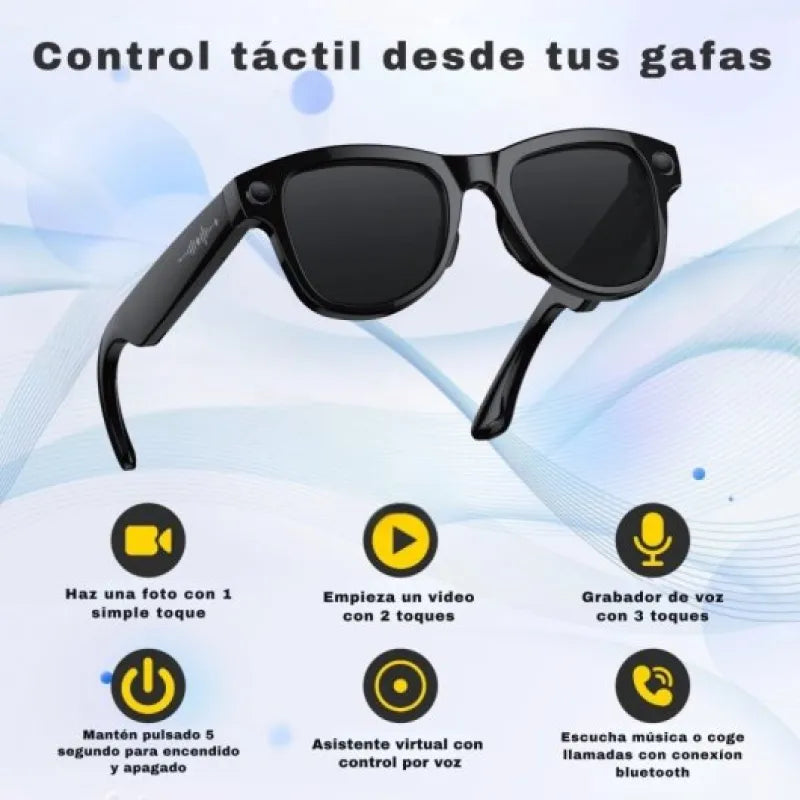 Gafas de Audio Inteligentes SMARTIA Vision Pro Charge - IA  Cámara 4K  Estuche portátil con 6 Cargas Extra