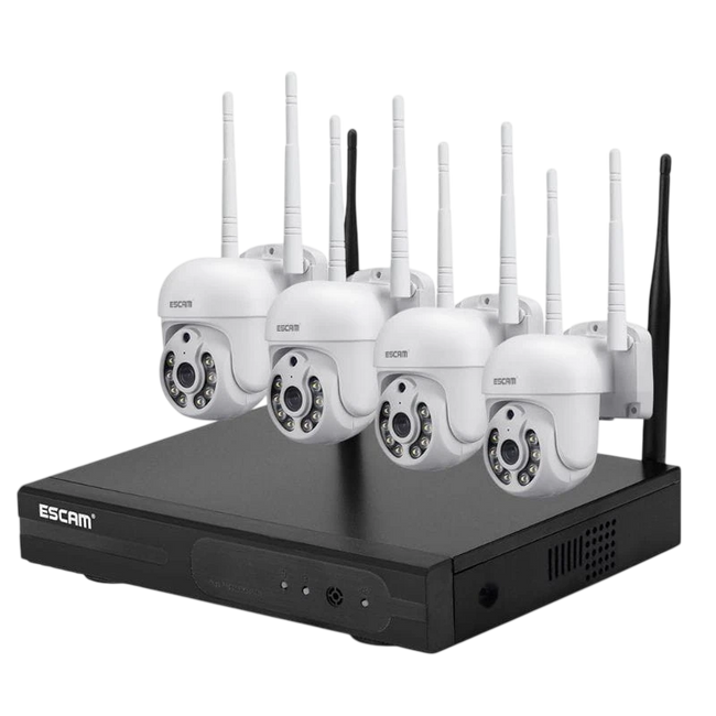 Kit videovigilancia IP Escam WNK714 Wifi 3MP 4 Cámaras Blanco Hover Image