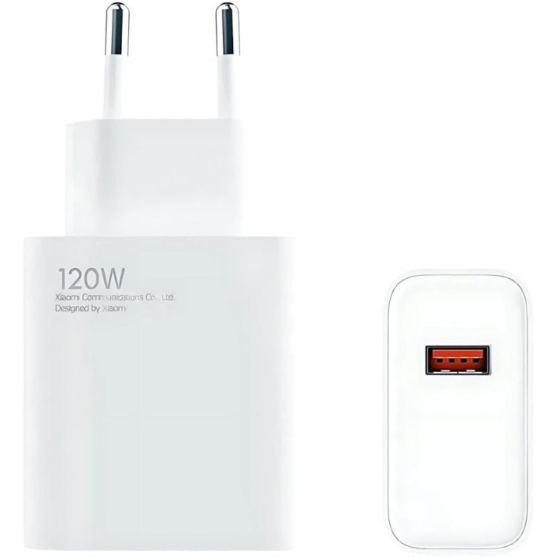 Cargador de carga Rápida Xiaomi 120W HyperCharge Combo USB Tipo-A Blanco + Cable USB-A a USB-C