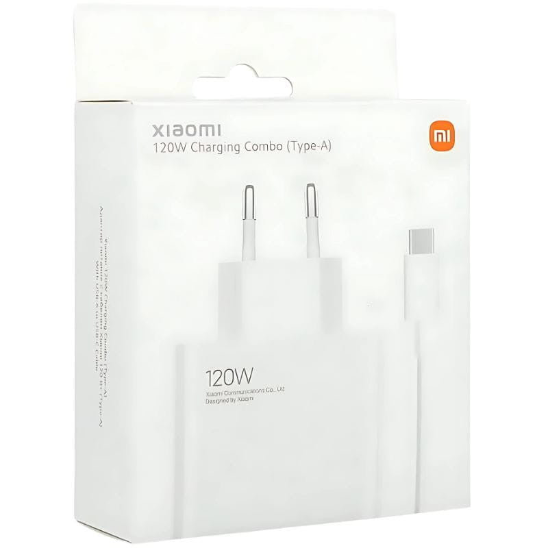 Cargador de carga Rápida Xiaomi 120W HyperCharge Combo USB Tipo-A Blanco + Cable USB-A a USB-C