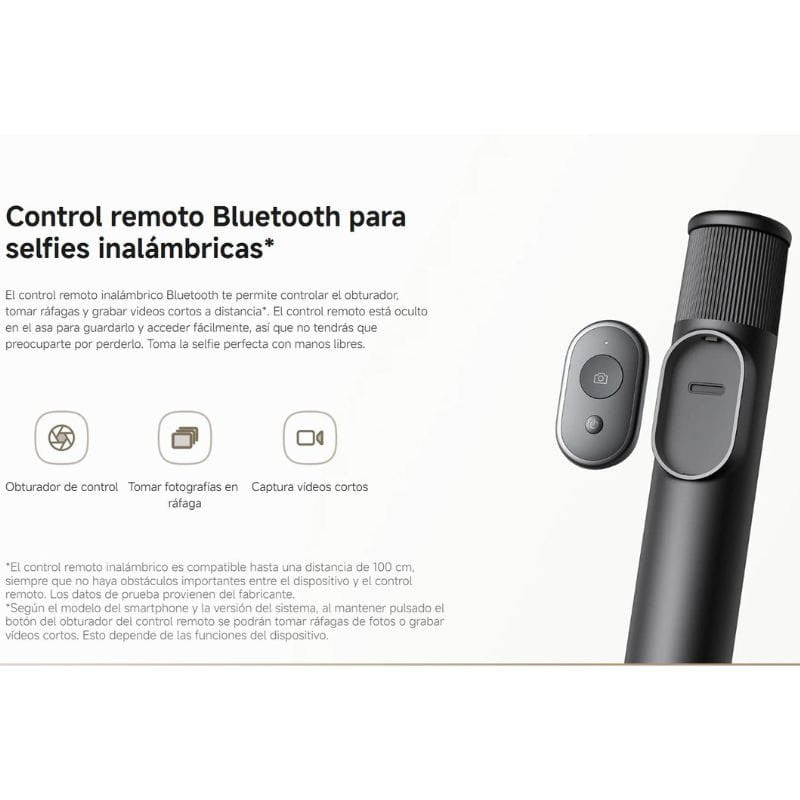 Xiaomi Selfie Stick Tripod Mini - Bastón de Selfie Bluetooth con Mini Trípode Negro
