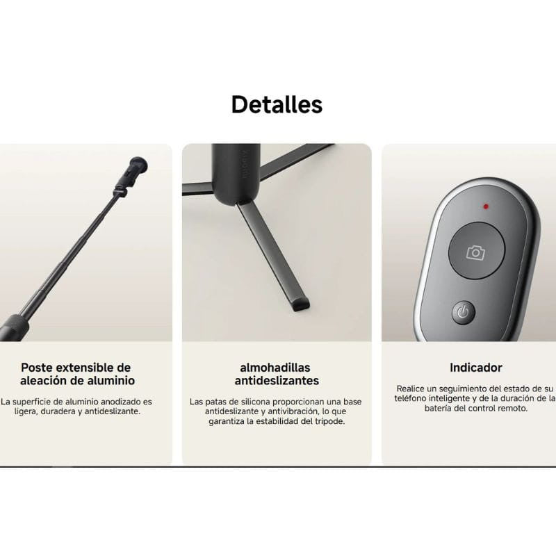 Xiaomi Selfie Stick Tripod Mini - Bastón de Selfie Bluetooth con Mini Trípode Negro