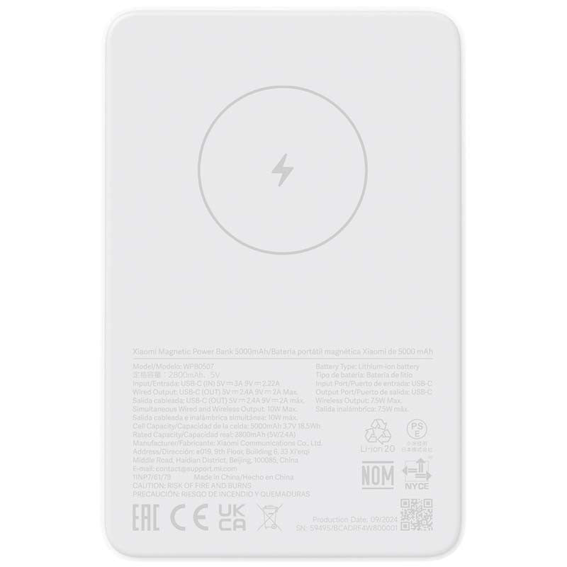 Xiaomi Magnetic Power Bank 5000mAh - Batería Portátil 20W con MagSafe