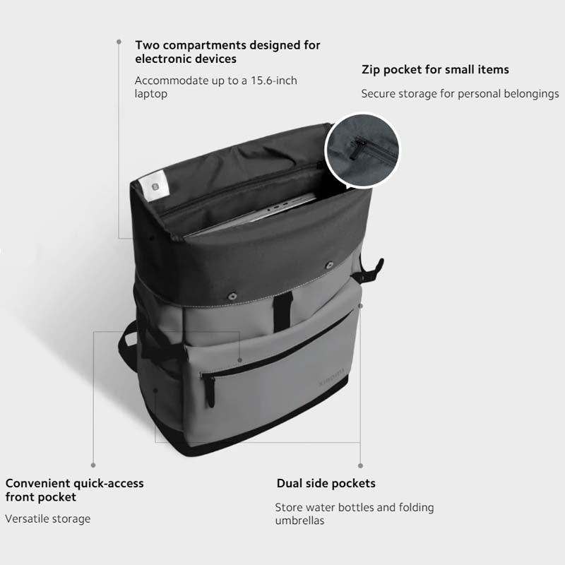 Mochila impermeable Xiaomi Roll Top Casual Backpack Gris 23L