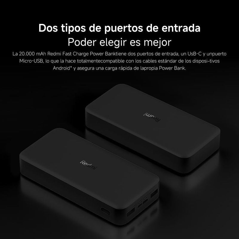 Xiaomi Redmi Power Bank 20000 mAh 18W Fast Charge Negro